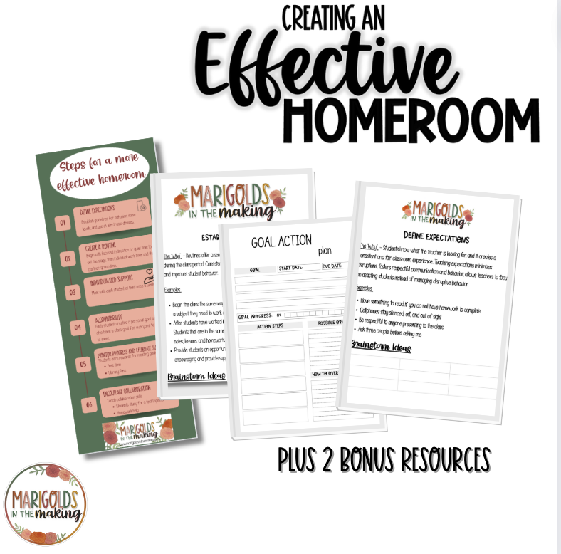 Create an effective homeroom with the free resource Marigolds in the Making secondary classroom management